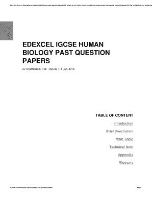 Download Edexcel Igcse Human Biology Past Question Papers 