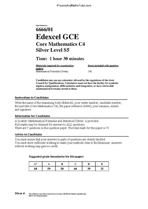 Download Edexcel Practice Papers C4 