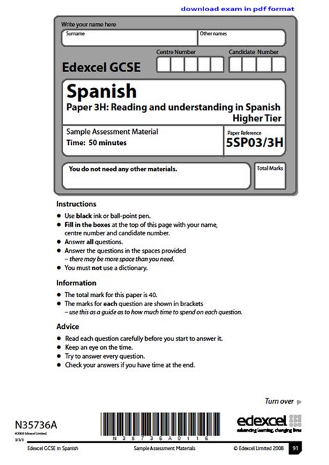 Full Download Edexcel Spanish Predicted Paper 2014 