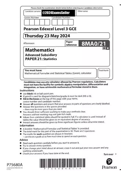 Full Download Edexcel Statistics 5St1H Past Paper 2013 