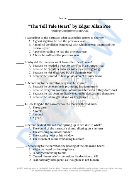 edhelper tell tale heart answer key