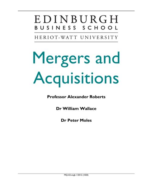 Download Edinburgh Business School Margers And Acquisitions 