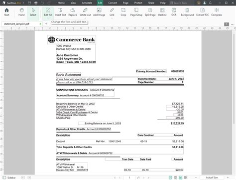Edit Bank Statement