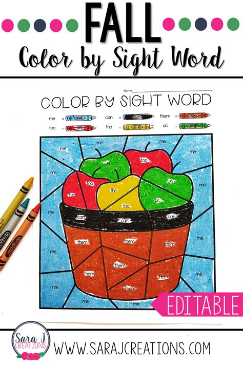 Editable Color By Sight Word For The Whole Sight Word Color By Word - Sight Word Color By Word