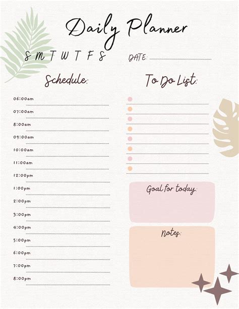 editable daily planner