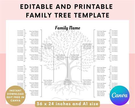 editable family tree template for children