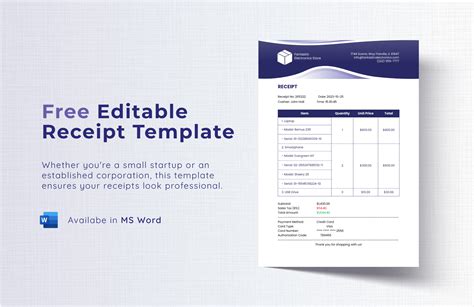 Editable Receipt Template