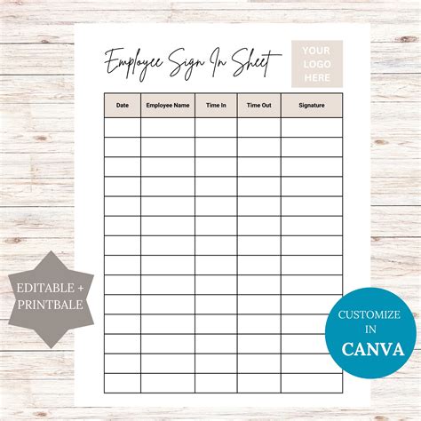 Editable Sign In Sheet
