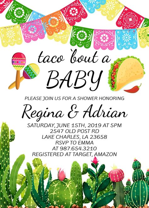 Editable Taco U0027bout A Baby Invitation Boho Fiesta Baby - Jp 789 Slot