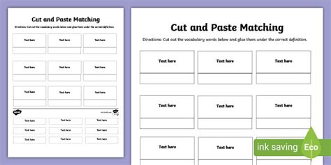 Editable Template Cut And Paste Matching Activity Twinkl Cut And Paste Template - Cut And Paste Template