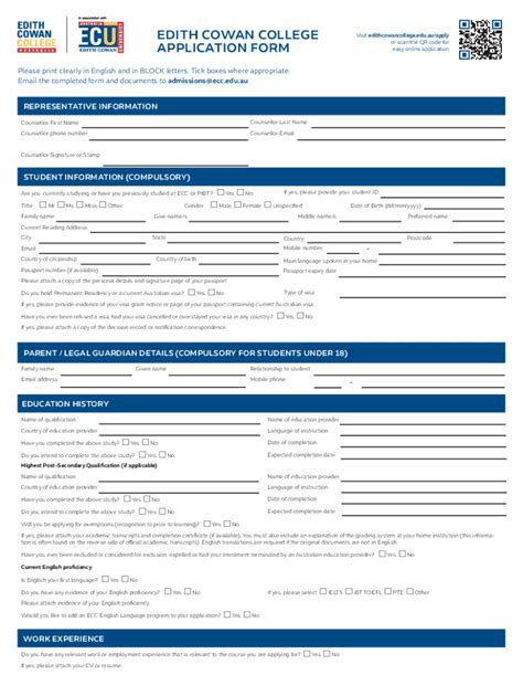 edith cowan university application form