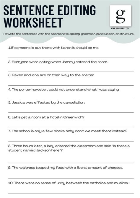 Editing And Revision Practice Worksheets 99worksheets Editing Worksheet 4th Grade - Editing Worksheet 4th Grade