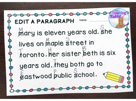 Editing Sentences And Paragraphs The Teaching Rabbit Editing Sentences First Grade - Editing Sentences First Grade