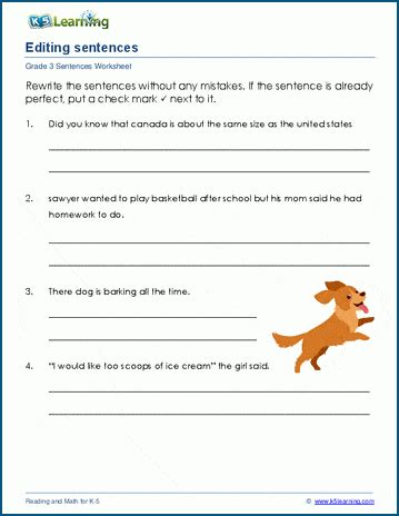 editing worksheets for 3rd grade