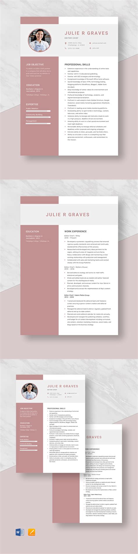 editor in chief biography template