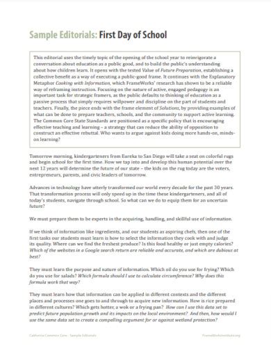 Editorial Examples For High School Students