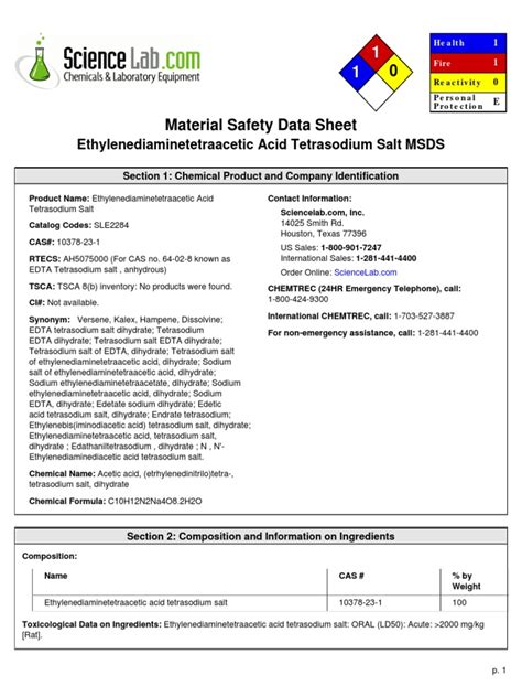 edta msds