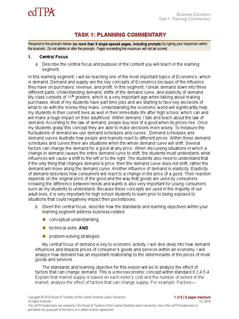 Edtpa Doc Planning Commentary