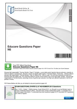 Read Online Educare Questions Paper N6 