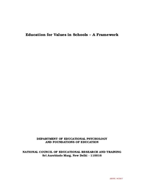education for values in schools a framework ncert