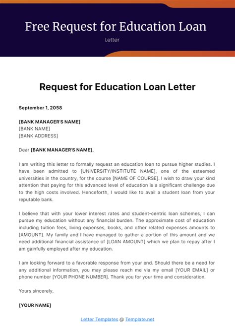 education loan request letter sample