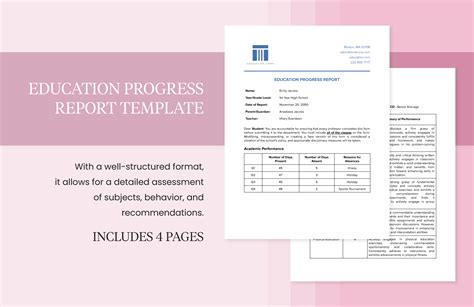 Education Weekly Progress Report Template Elementary