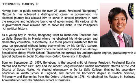 educational background of ferdinand marcos jr