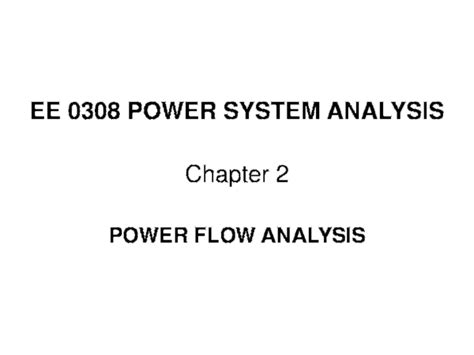 Ee 0308 Power System Analysis Dr R Jegatheesan