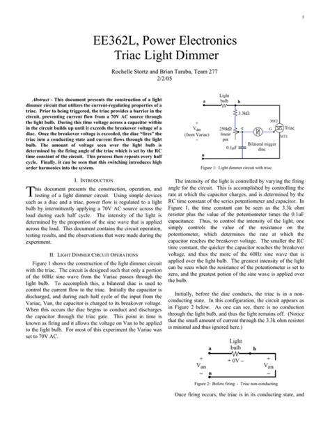 ee362l power electronics triac light dimmer