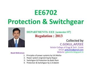 Ee6702 Protection And Switchgear Notes R2013 Slideshare