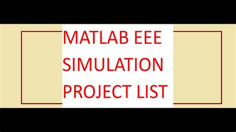 Eee Matlab Simulation