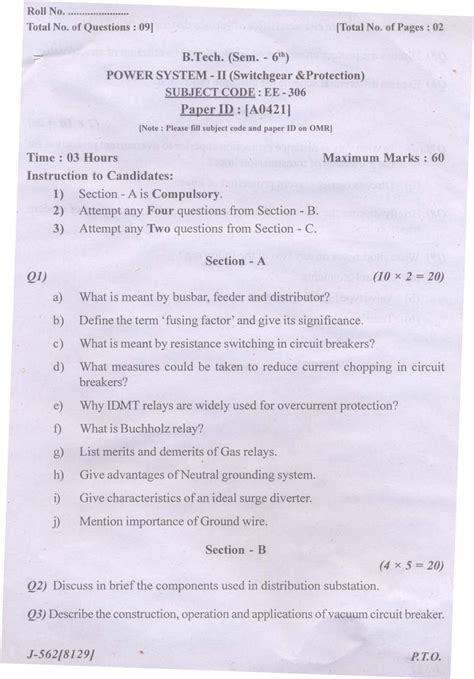 Read Online Eee Diploma Power System Model Question Paper 