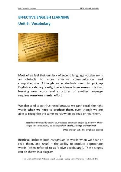 Effective English Learning Unit 6 Vocabulary