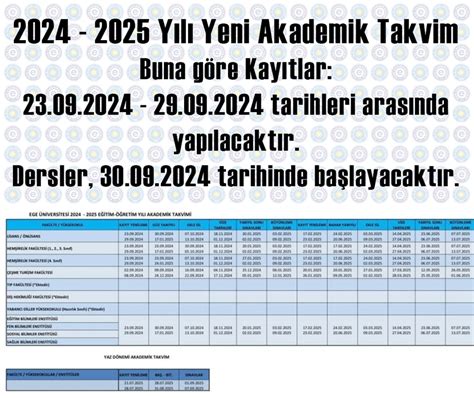Ege Akademik Takvim