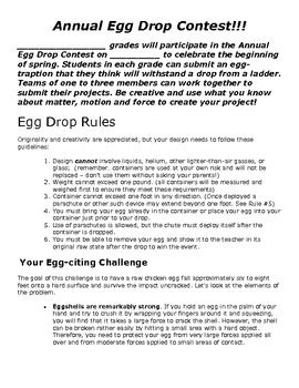 Egg Drop Contest Rules Elementary
