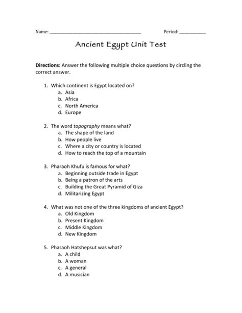 Read Egypt Unit Test Awesome Ancient Egyptians 