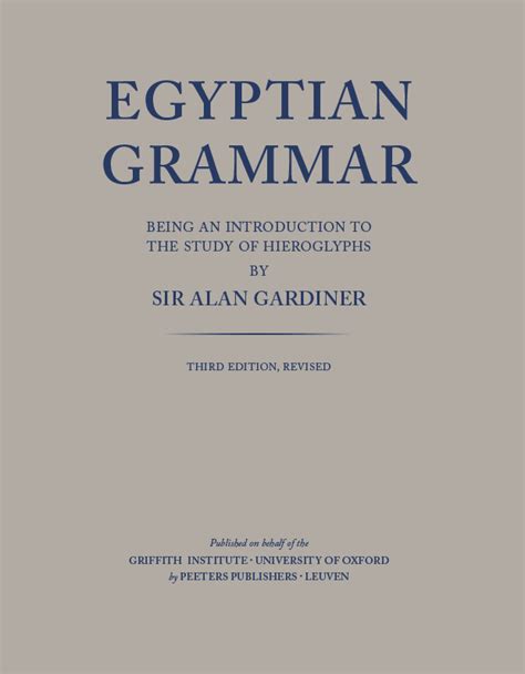Read Online Egyptian Grammar Alan H Gardiner 