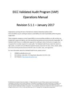 Eicc Validated Audit Program Vap Operations Manual