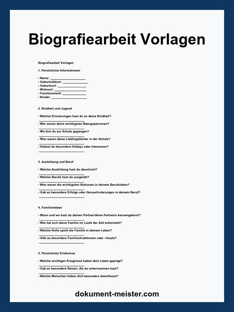 eigene biografie muster
