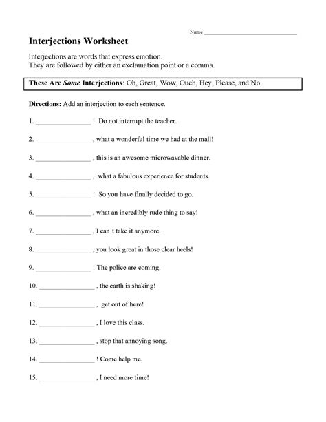 Eighth Grade Grade 8 Interjections Questions For Tests Interjecton Worksheet 8th Grade - Interjecton Worksheet 8th Grade