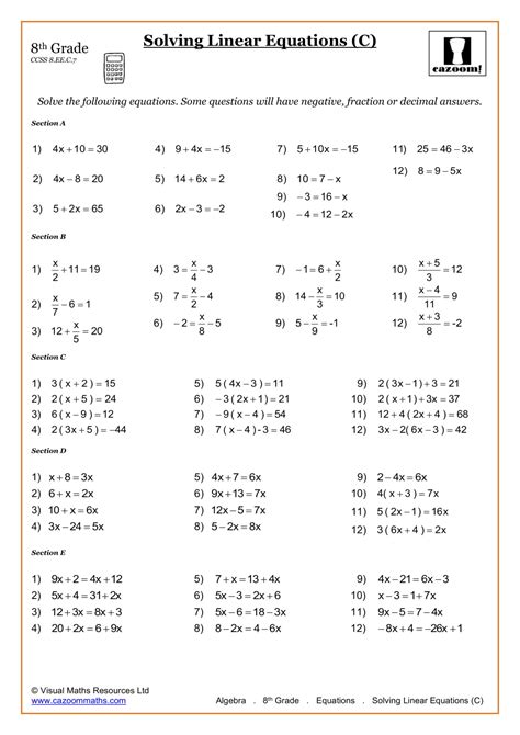 Eighth Grade Math Worksheets Math 8th Grade Worksheets - Math 8th Grade Worksheets