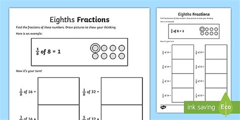Eighths Fractions Worksheets Teacher Made Twinkl Eighths Fractions - Eighths Fractions