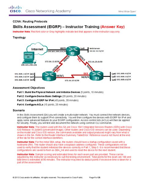 eigrp skills based assessment instructor version
