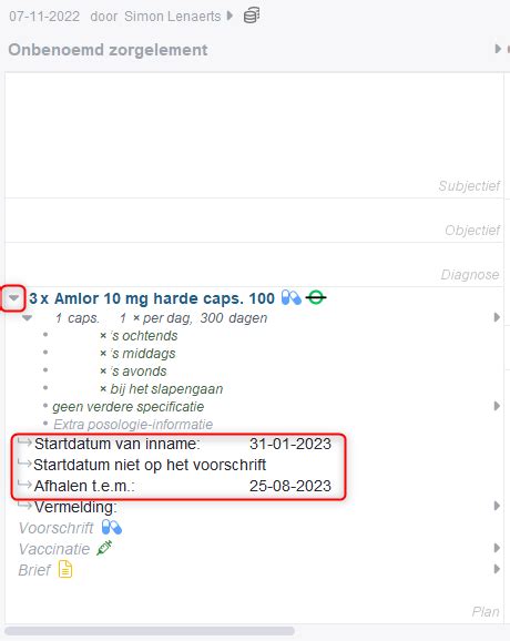 einddatum specificatie