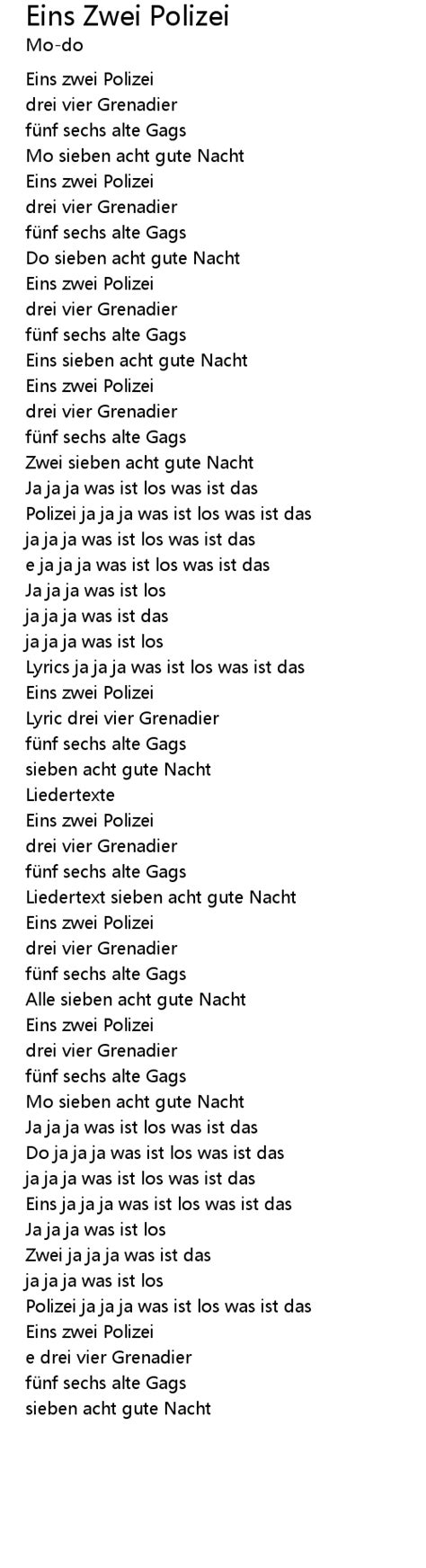 eins zwei polizei lyrics