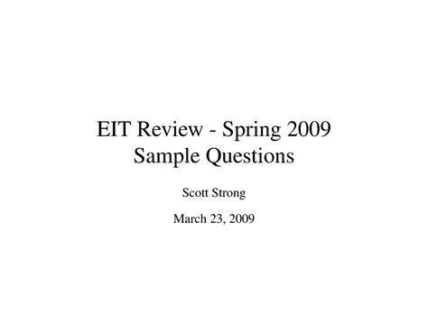 Eit Review Spring 2007 Sample Questions