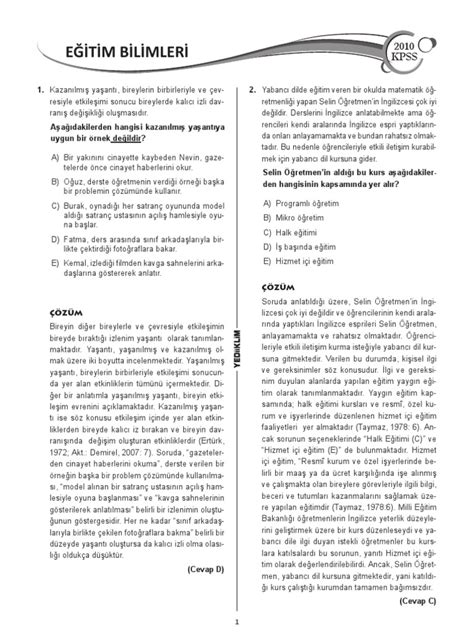 Eğitim Bilimleri Soru Dağılımı