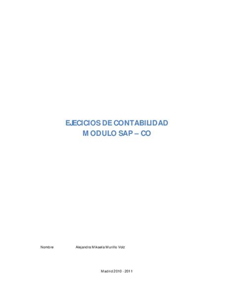 Ejecicios De Contabilidad Modulo Sap Co