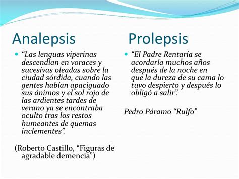 ejemplos cortos de analepsis y prolepsis