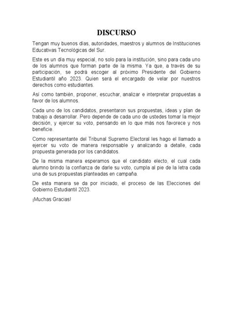 Ejemplos De Discursos